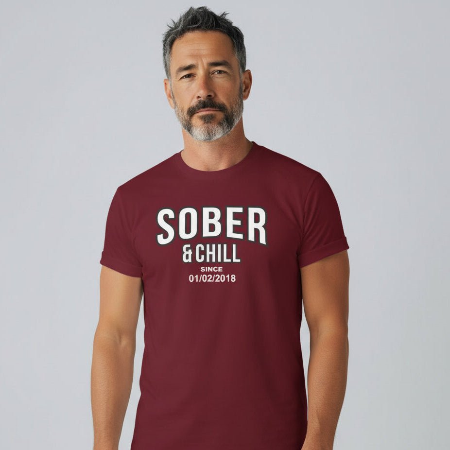 Sober and Chill Unisex T-Shirt w/ Personalized Sober Date