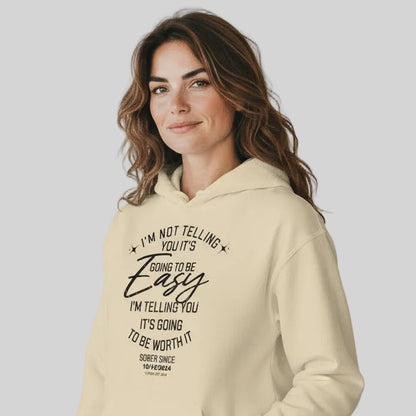 I'm Not Telling Custom Sobriety Date Recovery Hoodie fit detail (view 29)