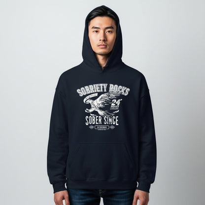 Sobriety Rocks | Men's Sober Since Hoodie with Custom Sobriety Date