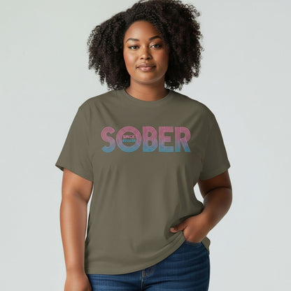 Women's Retro Sober Since T-Shirt w/ Personalized Sobriety Date