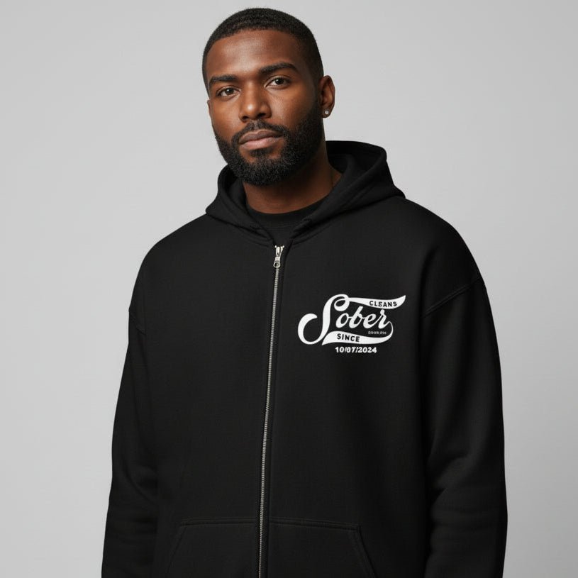 Recovery Zip Hoodie | Sober Since Unisex Hoodie with Custom Sobriety Date