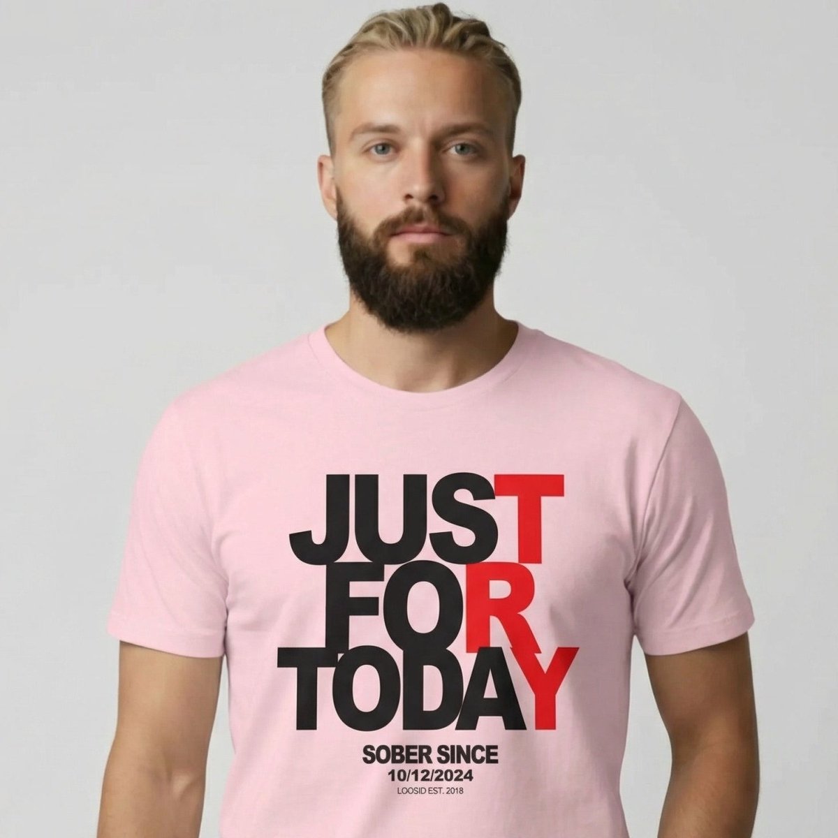 Men's Just Try For Today T-shirt with Custom Sobriety Date