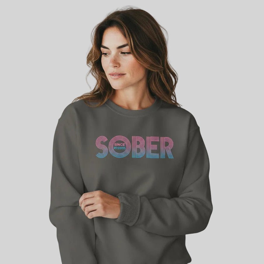 Retro Sobriety Date Sweatshirt – Personalized Sober Date