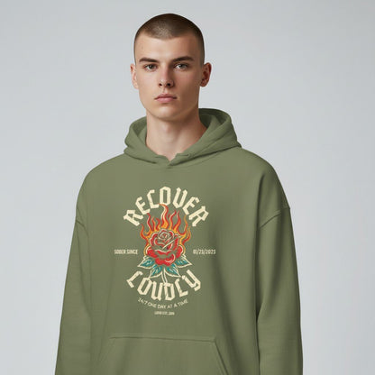 Recovery Hoodie | Recover Loudly Custom Sobriety Date Unisex Hoodie