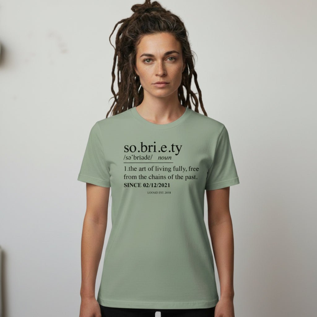 Sober T Shirt | Women's Sobriety Definition Tee with Custom Sober Date