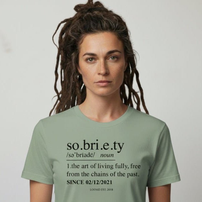 Sober T Shirt | Women's Sobriety Definition Tee with Custom Sober Date