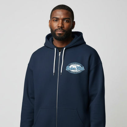 Sober Club Badge Unisex Zip Hoodie Front and Back Print Hoodie with Custom Sobriety Date (Front & Back)