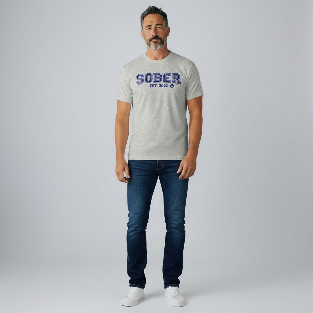 Men's Sober Est. Year T-Shirt w/ Personalized Sobriety Year