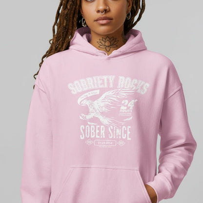 Sobriety Rocks | Women's Sober Since Hoodie with Custom Sobriety Date