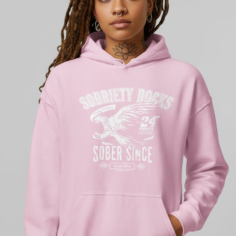 Sobriety Rocks | Women's Sober Since Hoodie with Custom Sobriety Date