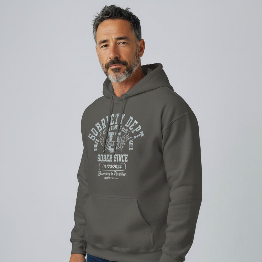 Recovery Hoodie | Sobriety Dept Hoodie with Custom Sobriety Date