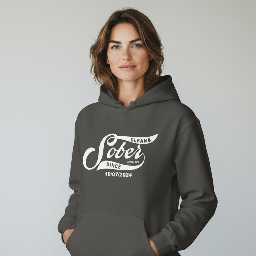 Recovery Hoodie | Women's Sober Since Hoodie with Custom Sober Date