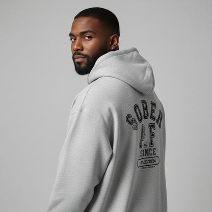 Recovery Hoodie | Sober AF Since Zip Hoodie Front and Back Print with Custom Sobriety Date