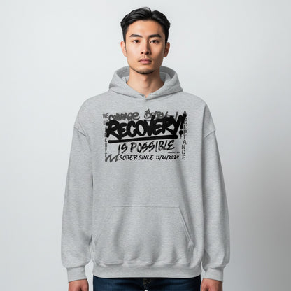 Recovery Hoodie | Men’s Recovery Is Possible Hoodie with Date