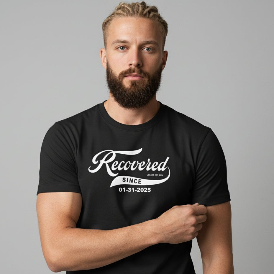 Men’s Recovered Since T-Shirt w/ Personalized Clean Date
