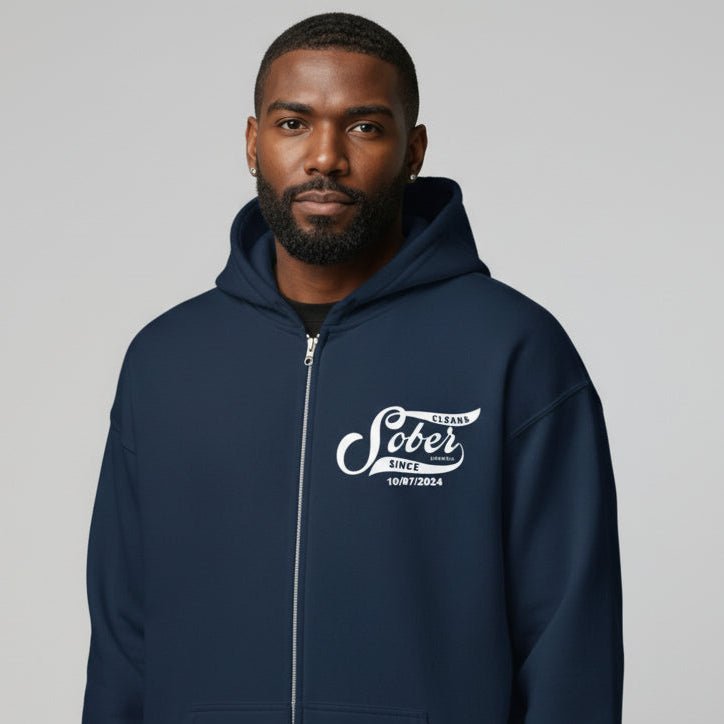 Recovery Zip Hoodie | Sober Since Unisex Hoodie with Custom Sobriety Date