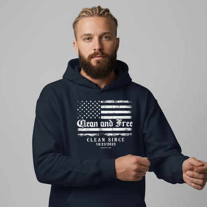 Clean and Free Custom Recovery Date Recovery Hoodie graphic detail (view 4)