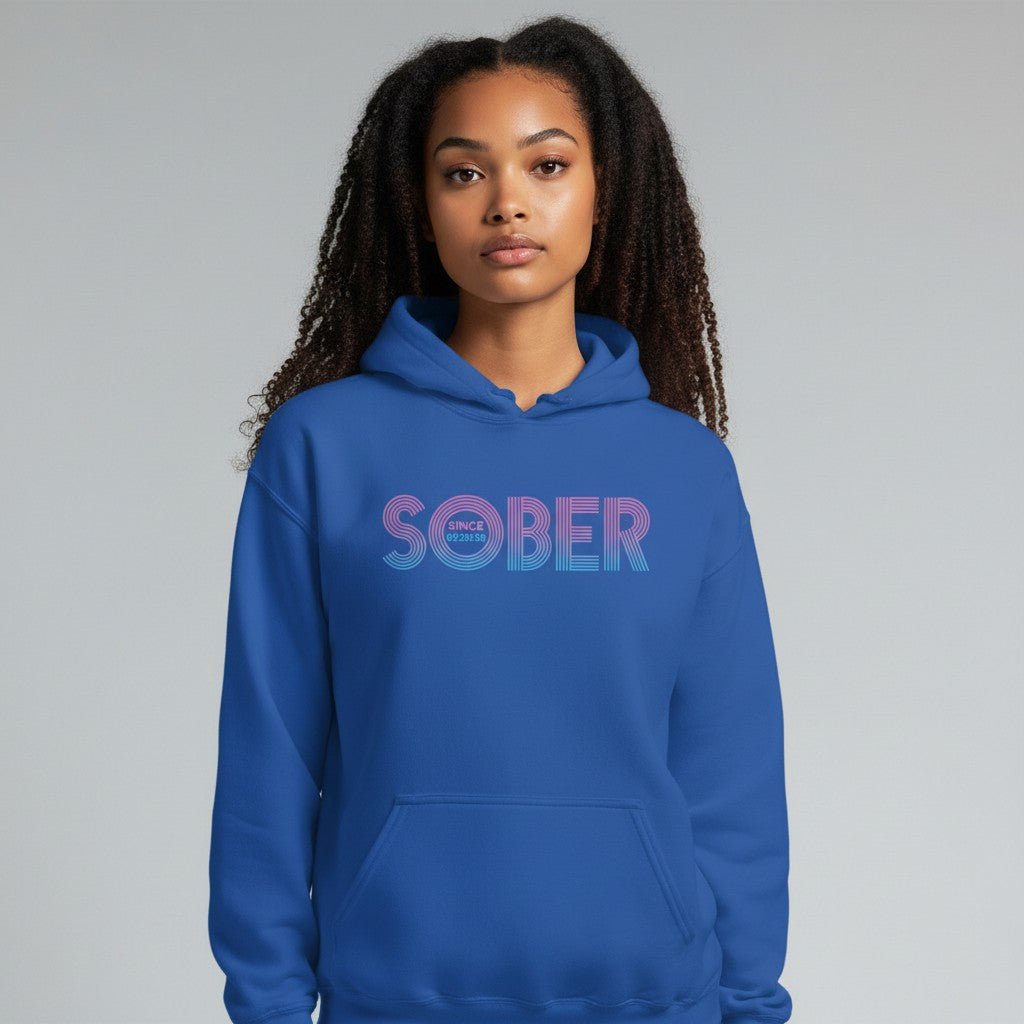 Recovery Hoodie | Retro Sobriety Date Hoodie with Personalized Date