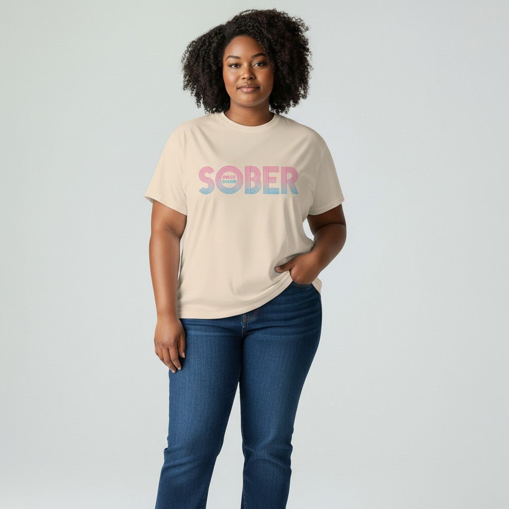 Women's Retro Sober Since T-Shirt w/ Personalized Sobriety Date