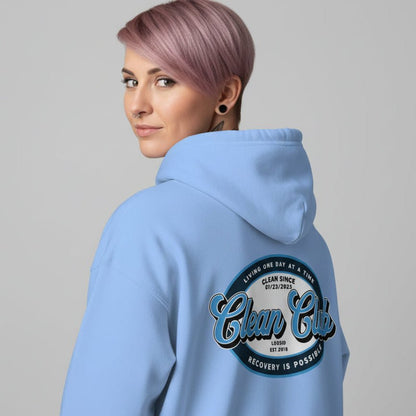 Clean Club Badge Left Chest Print Unisex Zip Recovery Hoodie product photo (view 30)