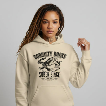 Sobriety Rocks | Women's Sober Since Hoodie with Custom Sobriety Date