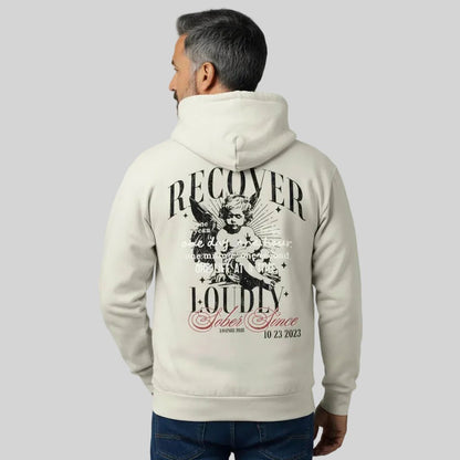 Cream Recover Loudly | Front & Back Print Sober Hoodie Limited Edition