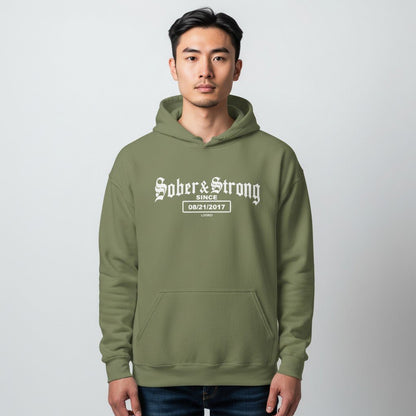 Recovery   Hoodie   |   Men’s   Old   School   Sober   Hoodie   with   Custom   Date