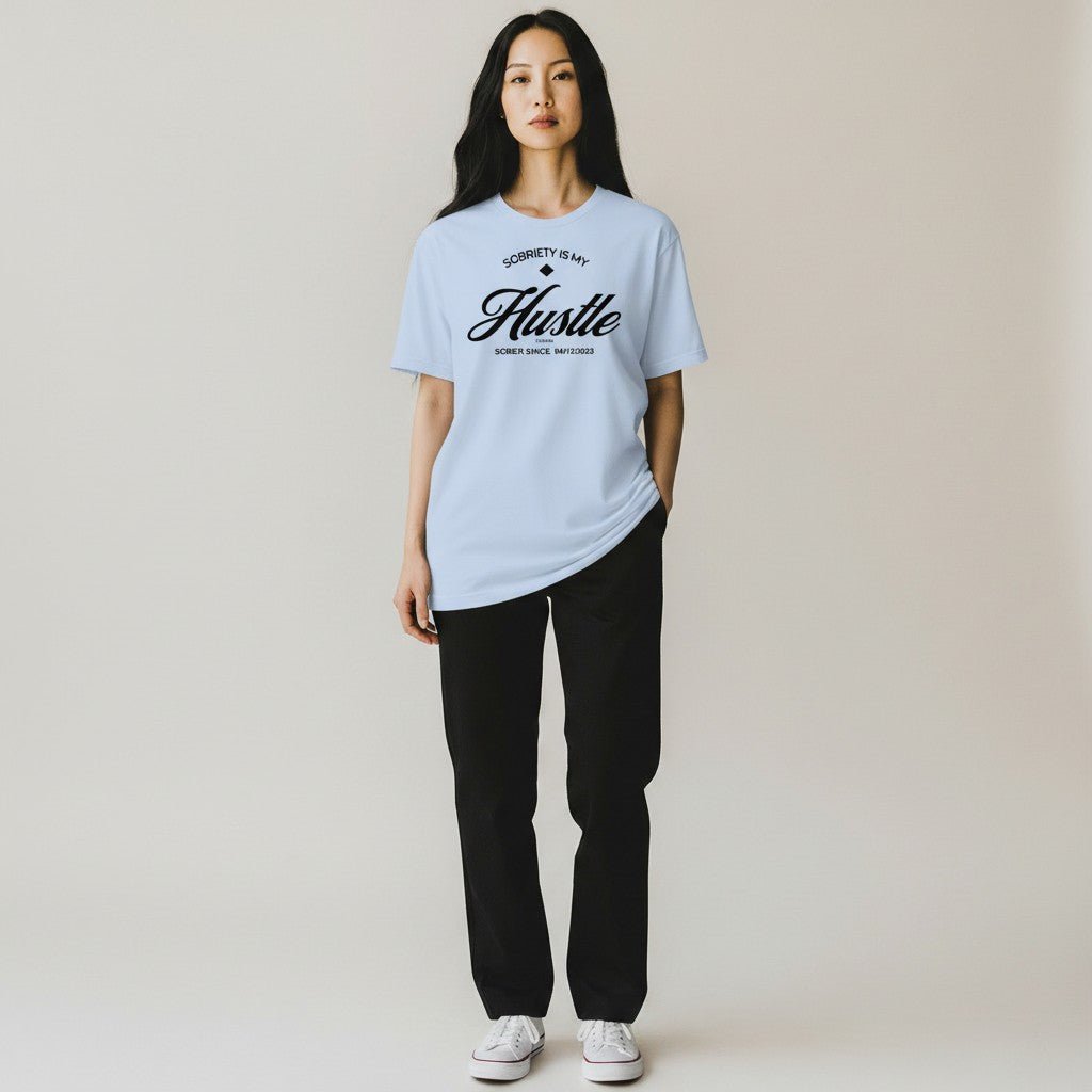 Sober   T   Shirt   |   Women’s   Old   School   Tee   with   Personalized   Sobriety   Date