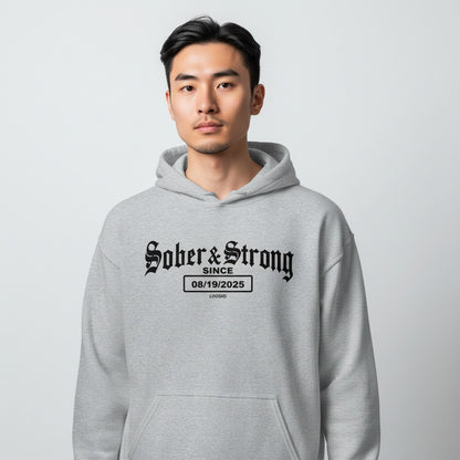 Recovery   Hoodie   |   Men’s   Old   School   Sober   Hoodie   with   Custom   Date