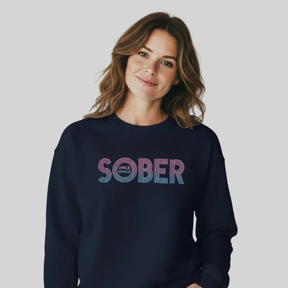 Retro Sobriety Date Sweatshirt – Personalized Sober Date