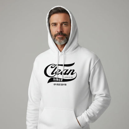 Recovery Hoodie | Men's Clean Since Hoodie with Custom Sobriety Date