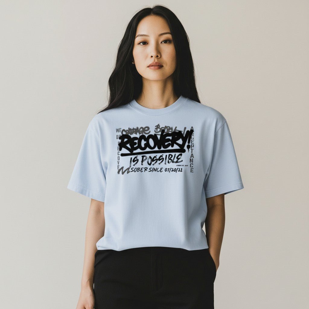 Sober T Shirt | Women's Recovery Is Possible Tee with Personalized Sobriety Date