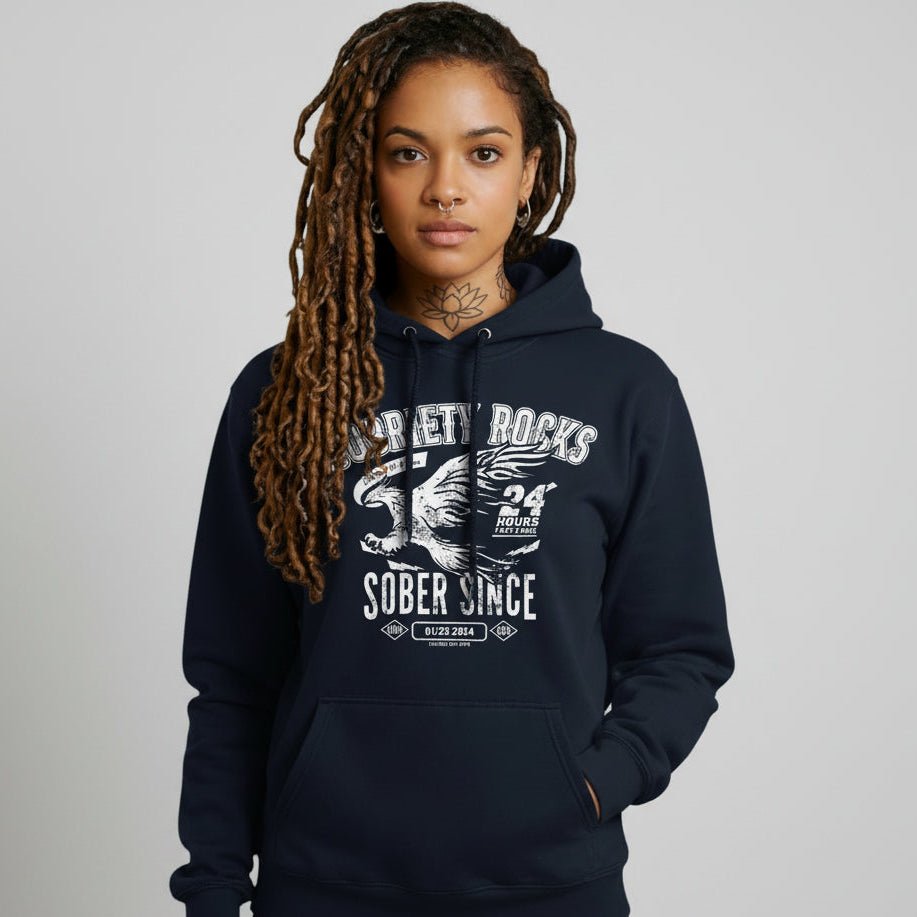Sobriety Rocks | Women's Sober Since Hoodie with Custom Sobriety Date