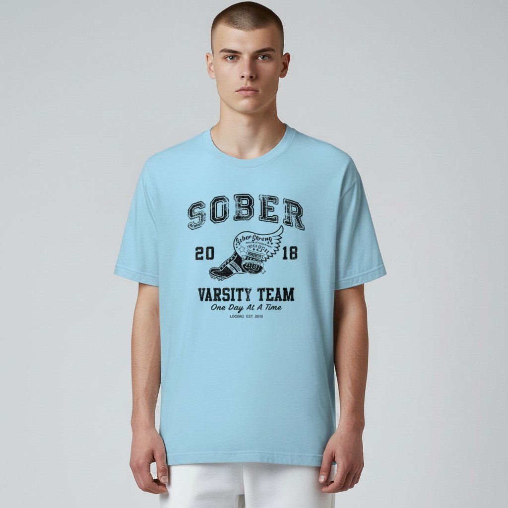 Sober Varsity Sober T Shirt styled as a Sober Shirt (view 26)