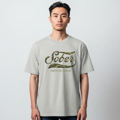 Sober T Shirt | Sober Since Camo Tee with Personalized Date