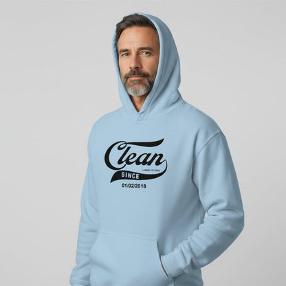 Recovery Hoodie | Men's Clean Since Hoodie with Custom Sobriety Date