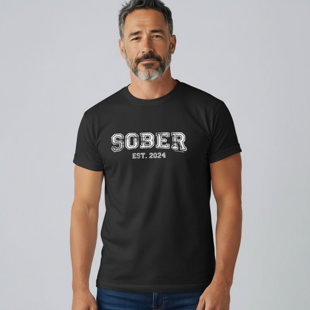 Men's Sober Est. Year T-Shirt w/ Personalized Sobriety Year