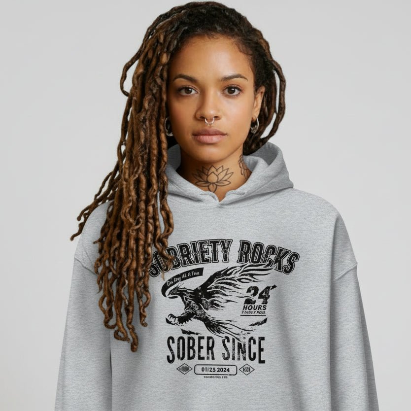 Sobriety Rocks | Women's Sober Since Hoodie with Custom Sobriety Date