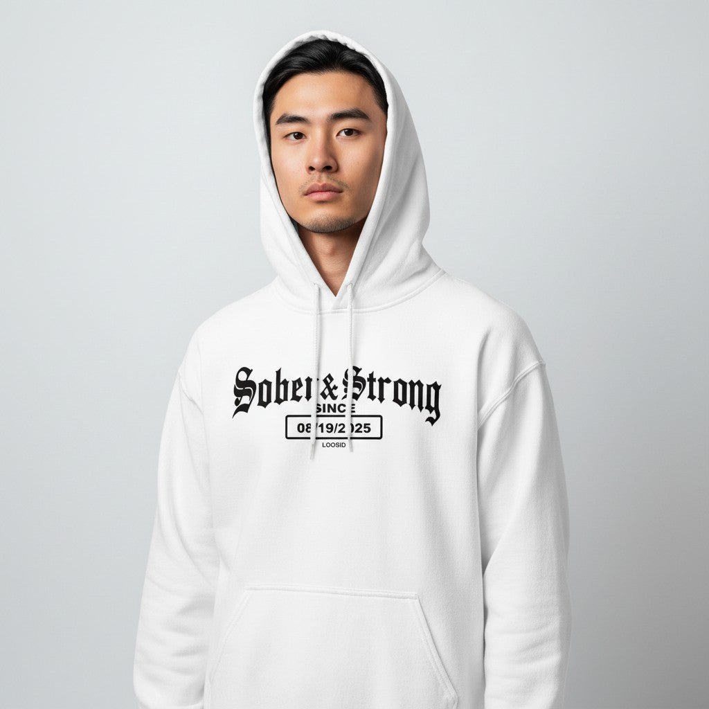 Recovery   Hoodie   |   Men’s   Old   School   Sober   Hoodie   with   Custom   Date