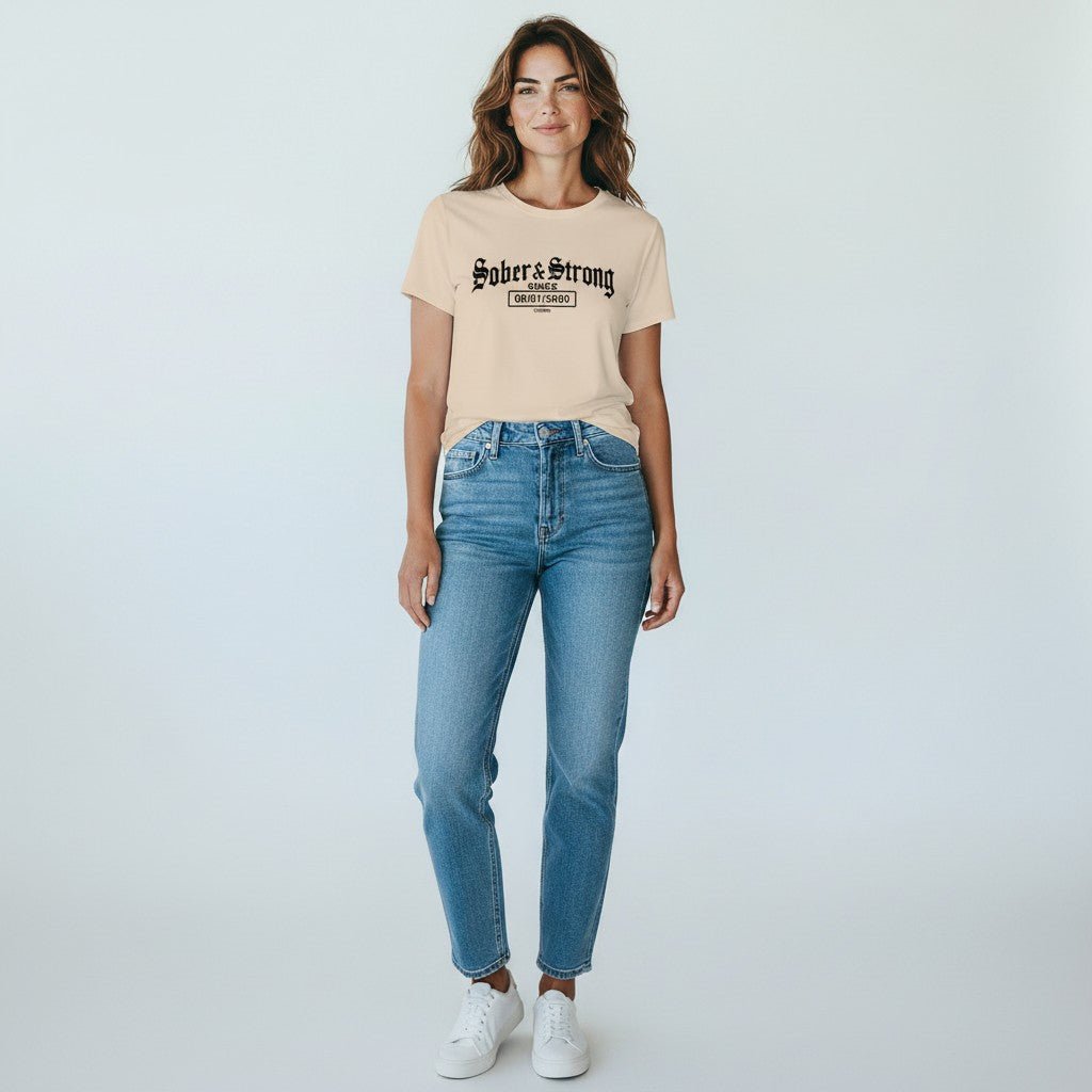 Sober T Shirt | Women’s Old School Tee with Personalized Sobriety Date