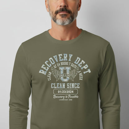 Recovery Dept Clean AF 24 7 Long Sleeve Sober T Shirt back view (view 17)
