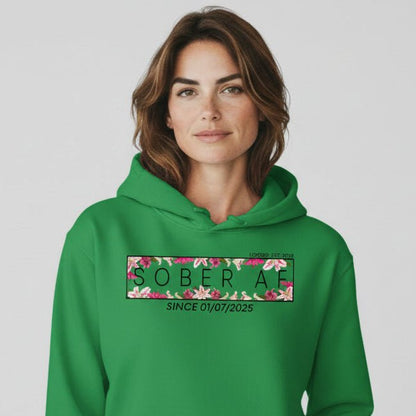 Recovery Hoodie | Women’s Sober AF Hoodie with Custom Date