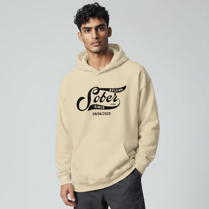 Men Sober Since Hoodie w/ Personalized Sobriety Date