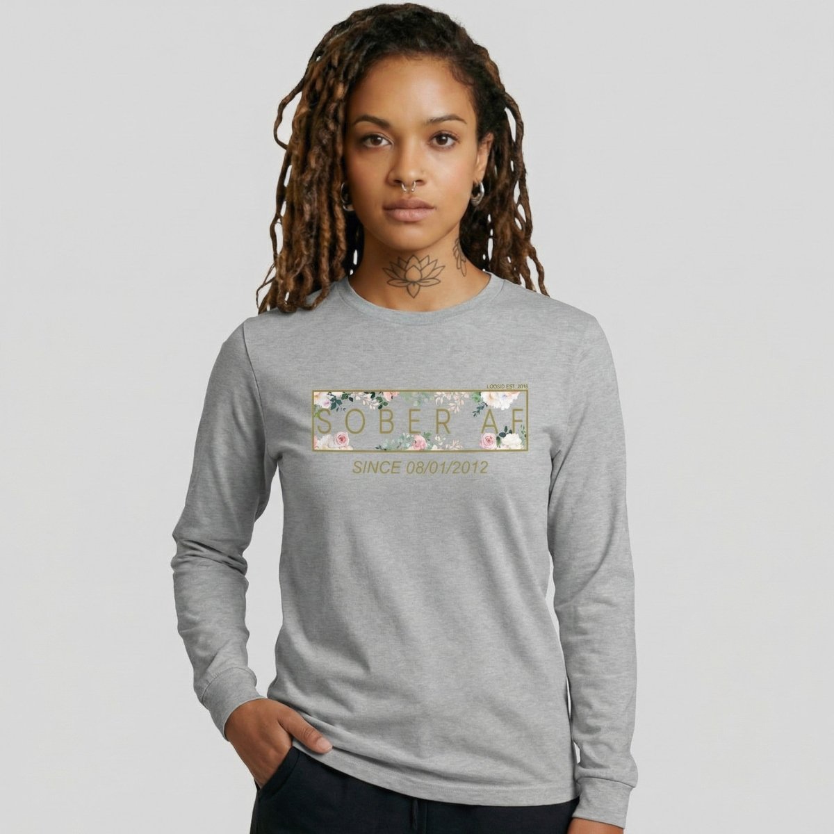 Sober AF Flower Long Sleeve Sober T Shirt product photo (view 30)
