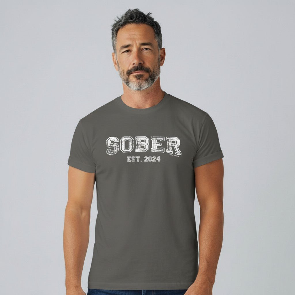 Men's Sober Est. Year T-Shirt w/ Personalized Sobriety Year