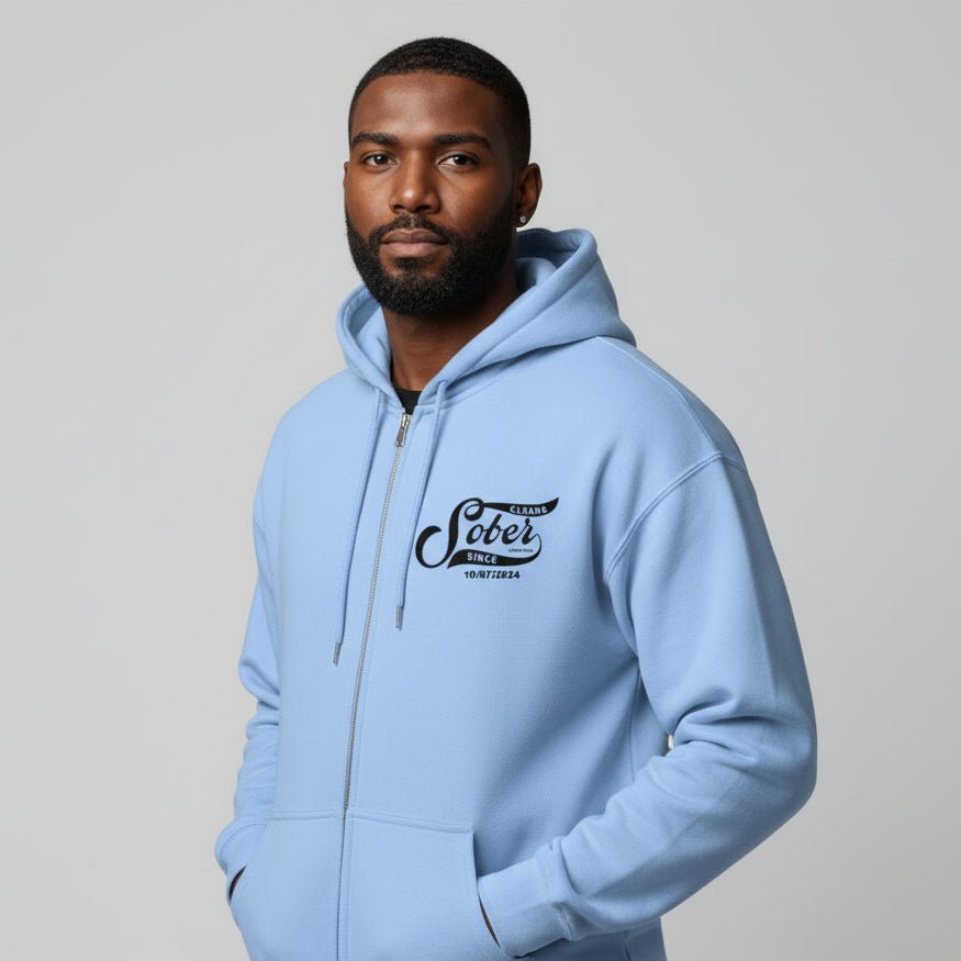 Recovery Zip Hoodie | Sober Since Unisex Hoodie with Custom Sobriety Date