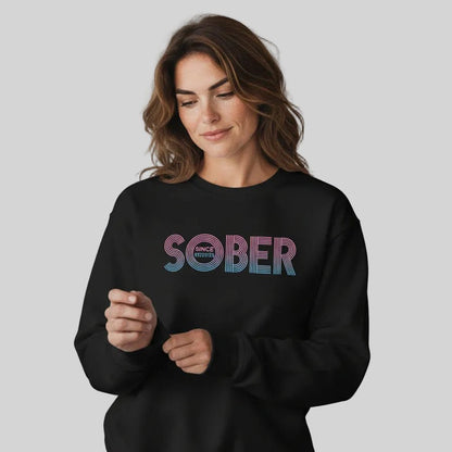 Retro Sobriety Date Sweatshirt – Personalized Sober Date