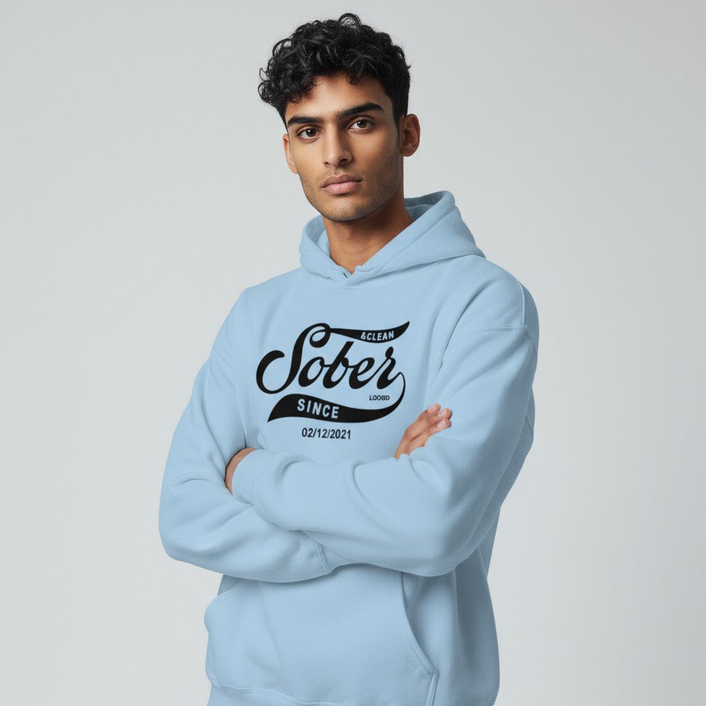 Men Sober Since Hoodie w/ Personalized Sobriety Date