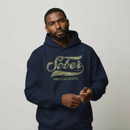 Recovery Hoodie | Sober Since Camo Hoodie with Personalized Date
