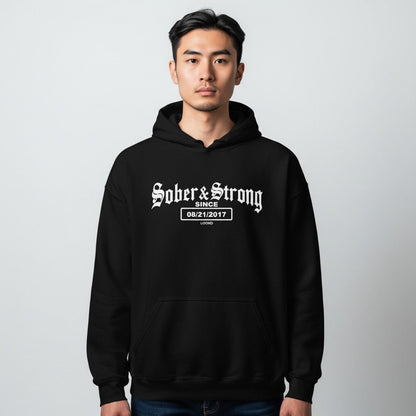 Recovery   Hoodie   |   Men’s   Old   School   Sober   Hoodie   with   Custom   Date